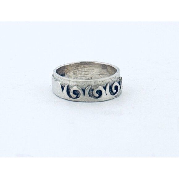Estate Vintage 925 Sterling Silver Spiral Swirl Pattern Band Ring Size 6, 4.1g - Picture 2 of 9